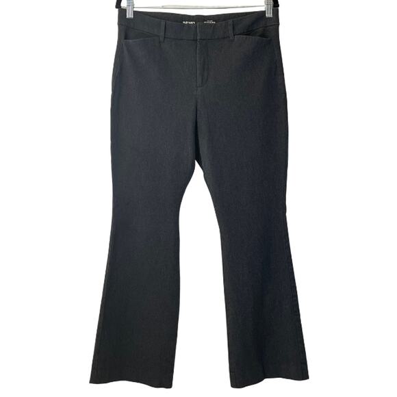 Old Navy Dark Heath Grey High Rise Pixie Flare Twill Dress Pants Reg Size 12 - Picture 1 of 6
